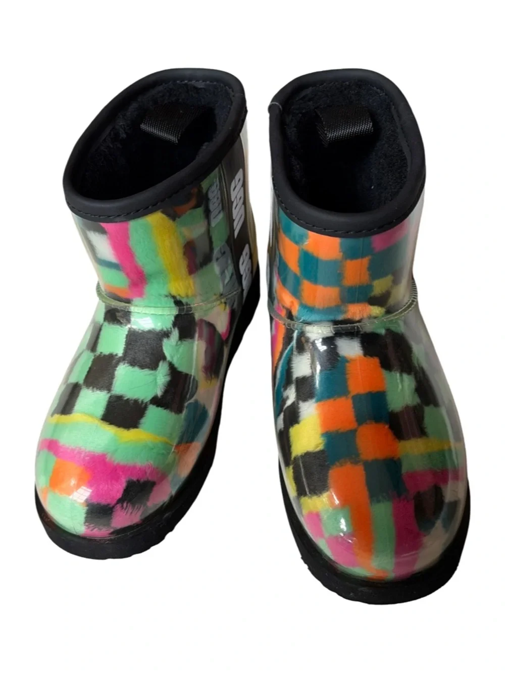 UGG Kids Multicolor Check Rain & Snow Boots - Black Trim